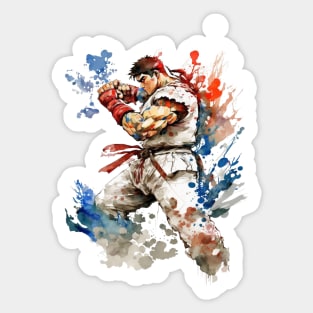 Ryu from Street Fighter - Watercolor Design Sticker